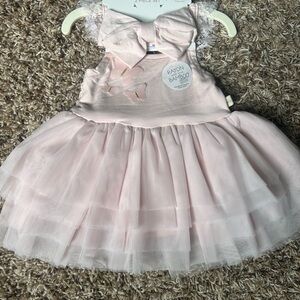 Milkberry Bamboo Light Pink Bodysuit Butterfly Tulle Dress | Size 3-6 Months